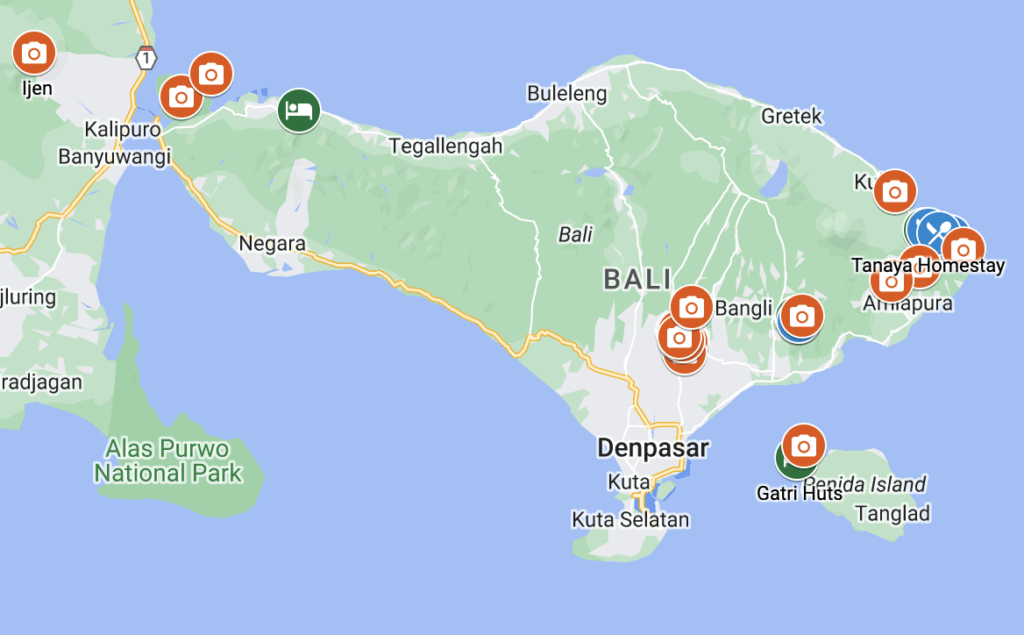 Bali map itinerary