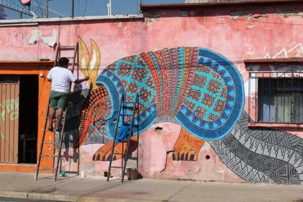 Mural Oaxaca road trip through Mexico colorful art