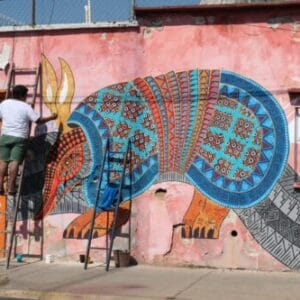 Mural Oaxaca road trip through Mexico colorful art