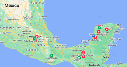 Google maps highlights of Mexico