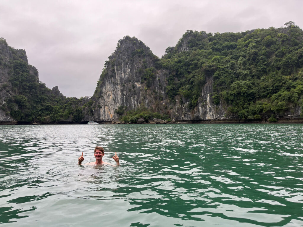 Swimming in Halong Bay