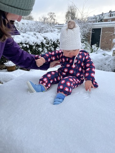 Playing with my baby in the snow